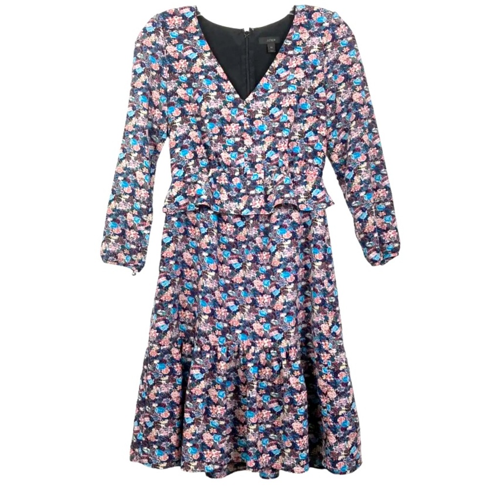 J Crew Floral V Neck Midi Dress Size 2
